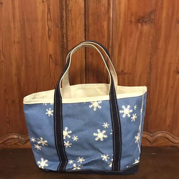 Vintage LL Bean Boat and Tote Bag RARE SNOW FLAKE PRINT Martha’s Vineyard USA - Picture 2 of 4